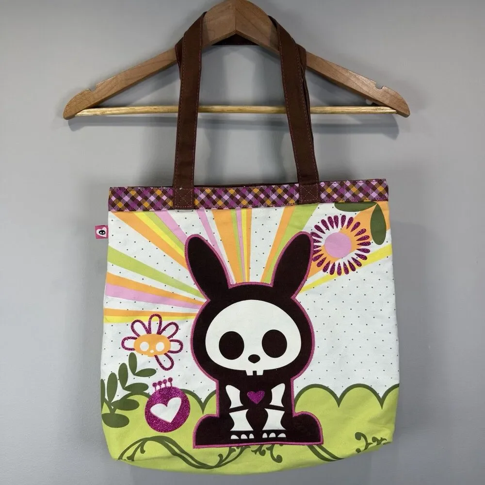 Vintage Skelanimals Jack The Rabbit Y2K Emo Goth Canvas Tote Bag